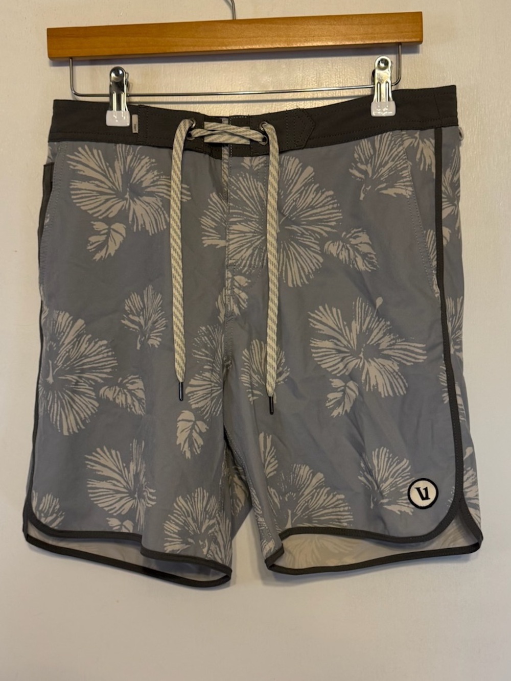Vuori Men’s Gray Floral Swim Trunks